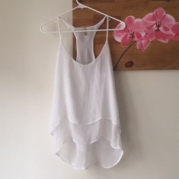 Bershka Tops - Bershka Flowy White Tank Top